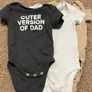 Charming Dad-Inspired Kids Bodysuit Set - Black, White, Tan